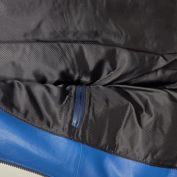 Barnabe Hardy Blue Patchwork Origami CrossWeave Biker Leather Jacket France 48 M - Picture 12 of 14